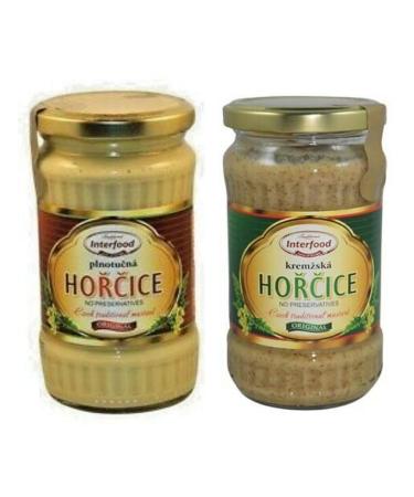 INTERFOOD HORCICA,nterfood 2 PACK MIX : PELNOTUCZNA (pelnotuczna musztarda czeska) 350 g & KREMSKA MUSTARD (kremska musztarda czeska) 350g.