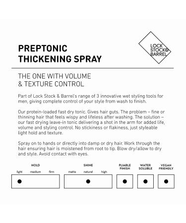 Lock Stock & Barrel Preptonic Hair Thickening Spray 100ml for Men - Volumizing and Strengthening Formula - Buy Online on GoSupps.com