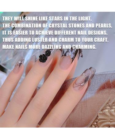 3D Flower Nail Charms 200 Pcs White Black Clear Acrylic Camellia Nail Art Charms Rose Butterfly Nail Rhinestones Gems Jewelry with Mini Caviar Beads Pearls (White+Black+Clear) - Buy Online on GoSupps.com