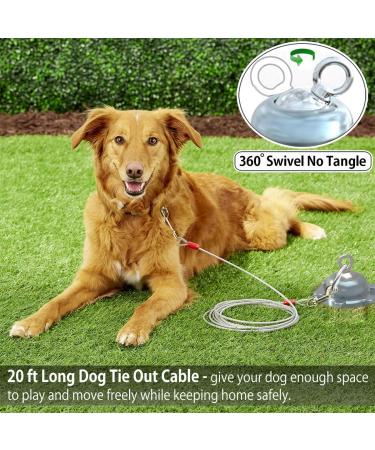 360 Swivel Dog Tie Out Cable and Stake - Heavy Dog Yard Stake Rust Proof Dog Tether Holds 1000Lbs of Pull Force - 30ft Dog Runner Cable for Yard Camping Outdoor dog stake with 20ft tie out cable - Buy Online on GoSupps.com