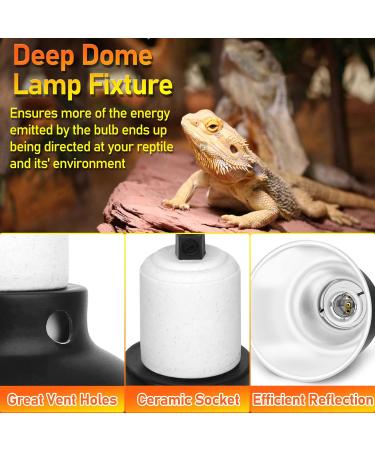 NEPTONION Reptile Reflector Dome Lamp Fixture 5.5 Deep Polished Aluminum for UVB Light in Glass Terrariums - Buy Online on GoSupps.com