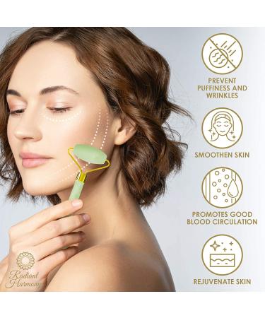 Radiant Harmony Jade Roller & Gua Sha Set - Face Massage Tools for Skin Care - Easy-to-Use Facial Tools in Luxury Box with Guide - Light Jade Roller - Buy Online on GoSupps.com