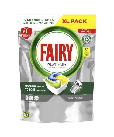 Fairy Platinum All In One Dishwasher Lemon 51 Tablets Lemon 1 count (Pack of 51) - Buy Online on GoSupps.com