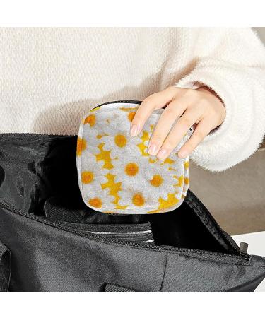 Womens Bonds Still Pad Holder - Portable Period Kit with Daisy Flower Design | Yellow Background | Stylish Feminine Product Bag for Girls - Buy Online on GoSupps.com