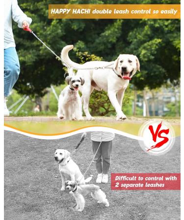 HAPPY HACHI Double Dog Heavy Duty Steel Chain Lead Leash for 2 Dogs - Durable 4mm x 70cm Walking Leash for Pet Owners - Buy Online on GoSupps.com