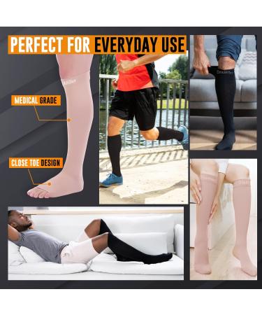 Doc Miller Compression Socks for Women & Men - Knee High 8-15 mmHg Medical Grade Support for Sports Travel & Nursing - Medium Beige - Buy Online on GoSupps.com