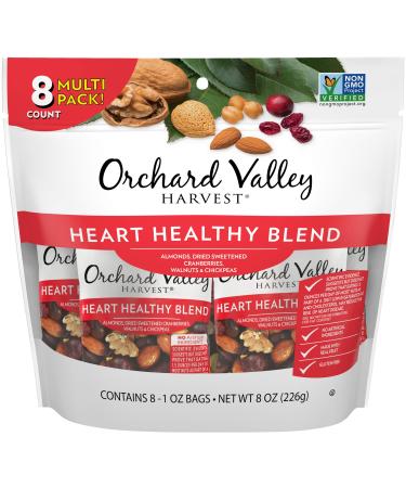 Orchard Valley Harvest Heart Healthy Blend, 1 Ounce Bags (Pack of 8), Almonds, Cranberries, Walnuts, and Chickpeas, Gluten Free, Non-GMO, No Artificial Ingredients 1 Ounce (Pack of 8) Heart Healthy Blend