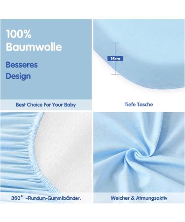 Meila Baby Mattress Sauce Stroller 2-Person Pack | Oeko-Tex 100 Organic Cotton Replacement Covers - 80x40cm - Dark & Light Blue - Buy Online on GoSupps.com