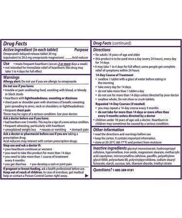 Prilosec OTC 42 Count - Omeprazole Delayed Release Acid Reducer - 24 Hour Heartburn Relief - #1 Doctor Recommended Brand - Buy Online on GoSupps.com