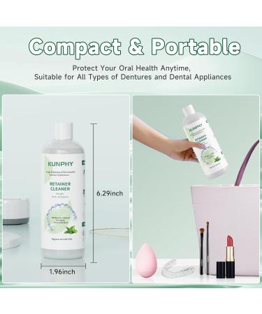 KUNPHY Ultrasonic Retainer Cleaner Solution Concentrate-Professional Cleaning of Retainers Denture Invisible Aligners Mouth Guards Night Guards Remove Odors Discoloration & Stains 8 oz(Mint) 8 Ounce - Buy Online on GoSupps.com