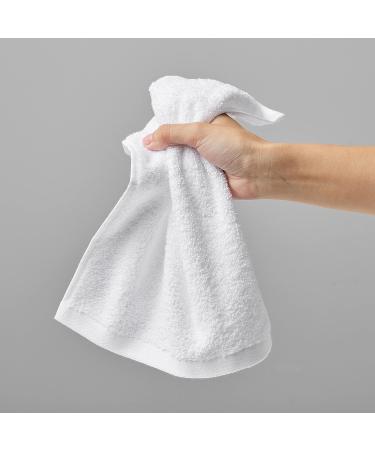 Amazon Basics Fast Drying 24 Pack White Terry Cotton Washcloths - 12 x 12-Inch, Extra Absorbent - Buy Online on GoSupps.com