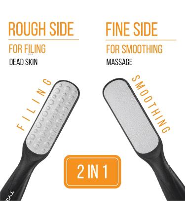 TYGA Double-Sided Foot File Coarse & Fine Dry & Wet Stainless Steel Pedicure Care Tool Callus Remover for Feet Multidirectional Nickel Hard Skin Removal Washable Spa and Skin Care (Black) - Buy Online on GoSupps.com
