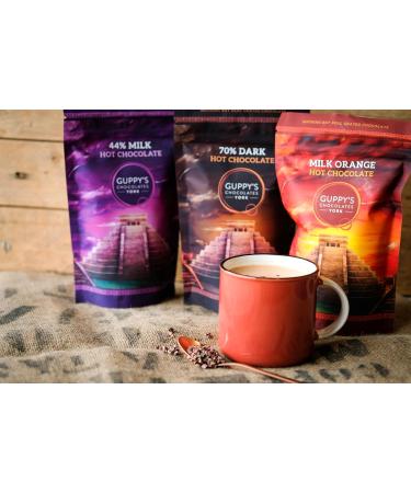 Guppy's Chocolates York | Milk Hot Chocolate Flakes | 44% Luxury Real Grated Drinking Chocolate | 245g Pouch for 7 Sachets | For Velvetiser (Milk Chocolate) - Buy Online on GoSupps.com
