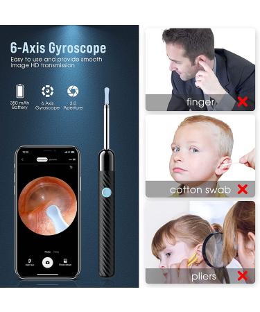 Ear Wax Removal Kit with Camera and 8 Pcs Ear Set - Ear Cleaner with Light - Earwax Remover Tool for iOS & Android - Black - Buy Online on GoSupps.com