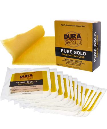Dura-Gold - Pure Gold Superior Tack Cloths - Tack Rags (Box of 12) - Woodworking and Painters Professional Grade - Removes Dust, Sanding Particles, Cleans Surfaces - Wax and Silicone Free, Anti-Static 12 Count (Pack of 1)