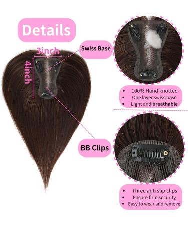 100% Remy Human Hair Topper - Medium Brown 10 - Swiss Base - 120 Density - Cover Gray Hair - Hand-Tied Hair Topper for Women with Thinning Hair or Slight Hair Loss - Buy Online on GoSupps.com