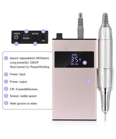 Rechargeable 35000RPM Nail Drill Set with 11 Bits - For Gel Nails, Manicure, Pedicure, and Home DIY - Buy Online on GoSupps.com