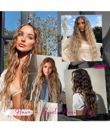 REECHO Clip in Hair Extensions - 5PCS Brown 24 Thick Long Loose Waves HE002 - Invisible Lace Weft Natural Soft Hairpieces for Women - Dark Brown with Highlights - Buy Online on GoSupps.com