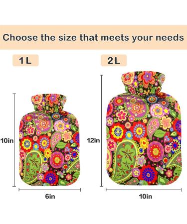 NAANLE Colorful Flower Hot Water Bottle with Cover - 2L for Back Pain Relief & Cold Therapy - Buy Online on GoSupps.com