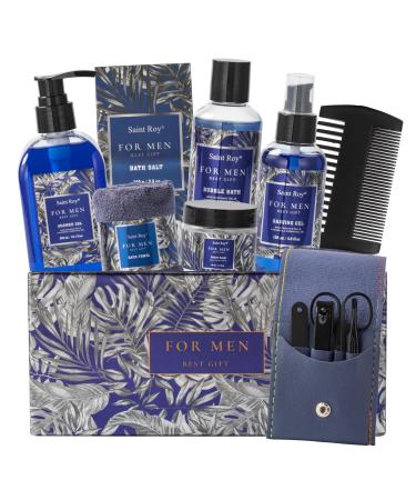 Birthday Gifts Spa Kit for Men Classic Perfume Scented Bath Gift Set and Shower Gift Basket for Men Personal Self Care Shaving Kit Mens Bath & Beard Spa Gift Baskets Mens Gift Set men beauty kit