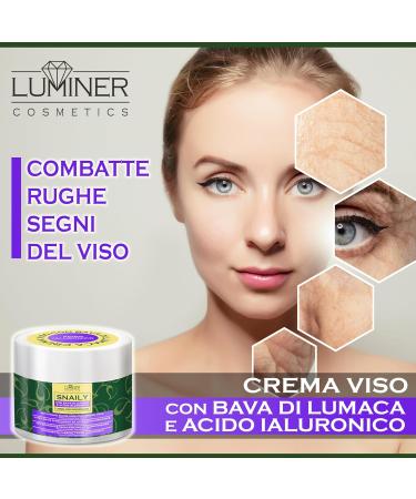 LUMINER 150ml Anti-Wrinkle Face Cream With 70% Snail Slime and 100% Pure Hyaluronic Acid Made In Italy Natural Formula with Anti-stain and Anti-Aging Action with Vitamin C - Buy Online on GoSupps.com