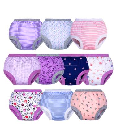 BIG ELEPHANT Toddler Potty Training Pants- 100% Cotton Unisex Baby Pee Underpants 10-pack, 12M-4T Floral Series 3T