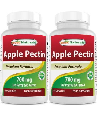 Best Naturals Apple Pectin 700 mg - Dietary Fiber - Intestinal Support - 120 Capsules (120 Count (Pack of 2)) 240 Count (Pack of 1)