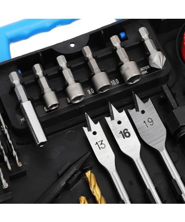 100 Piece Drill Bit Set - Multifunctional Twist Screwdriver Bits Cup Saw Hole Opener Holder Kit with Storage Box for Home Woodworking Use - Buy Online on GoSupps.com
