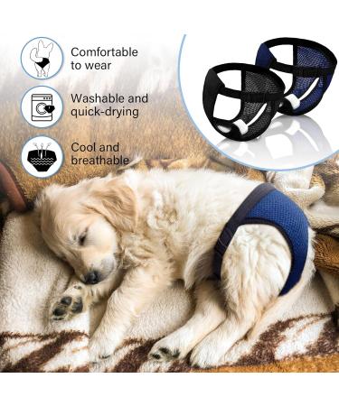 2 Pack Adjustable Dog Diapers for Bitches - Reusable Heat Pants with 16 Hygiene Pads Black & Blue (Large) - Ideal for Menstrual Periods | International Shipping Available - Buy Online on GoSupps.com