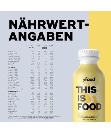 Yfood Drink Happy Banana | Delicious On-the-Go Meal | 33g Protein 26 Vitamins & Minerals | 6 x 500ml | 1.50 Pfand Included - Buy Online on GoSupps.com