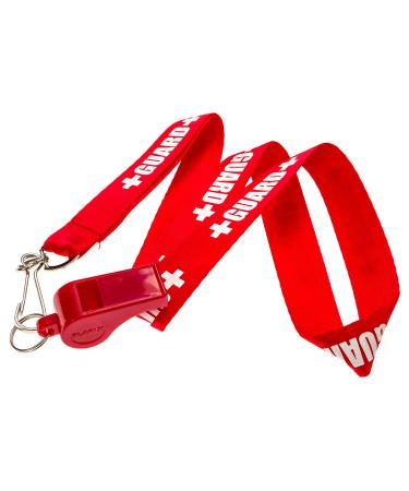BLARIX Guard Pea Whistle and Lanyard Red and Red Lanyard w/Print