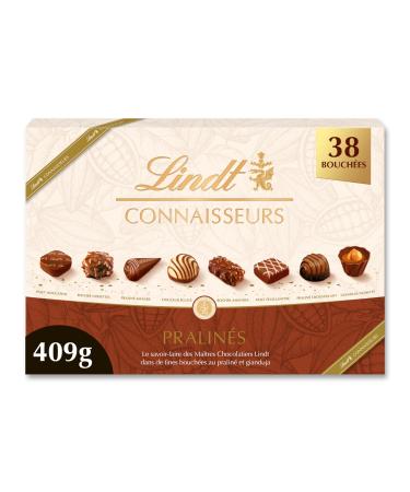 Lindt - Bo te CONNAISSEURS Pralin s - Assortiment de Chocolats au Lait et Noirs Pralin s - Id al pour No l 409g Pralin s (Moyen) 409g