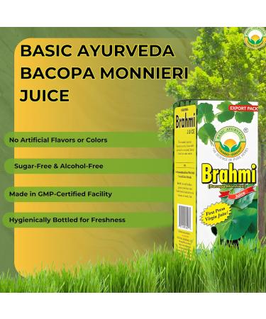 BASIC AYURVEDA Bacopa Monnieri Juice (Brahmi) 16.23 Fl Oz (480ml) | First Press Virgin Juice | Natural Brain & Memory Support | Herbal Tonic for Focus, Clarity & Wellness | No Sugar, Non-GMO - Buy Online on GoSupps.com