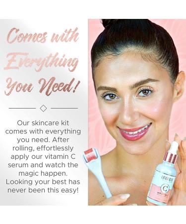 Derma Roller Microneedling Kit for Face 0.30mm - Vitamin C Serum & Hyaluronic Acid - 540 Titanium Micro Needles - Includes 3 Free Ebooks - Buy Online on GoSupps.com