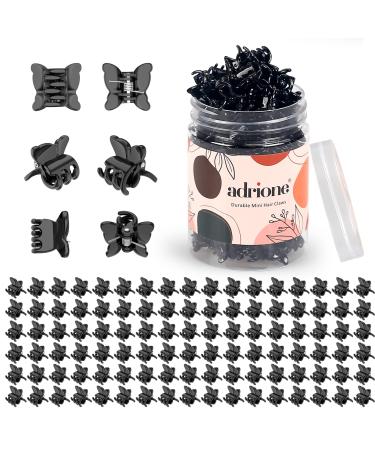 ADRIONE Black Butterfly Clips for Hair 100 Pack Small Black Hair Clips Black Clips for Hair Design Black Hair Clip Strong Grip Black Hair Clips for Women Bangs and Buns Black Butterfly Hair Clips