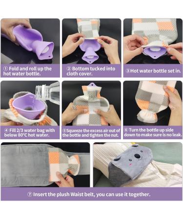 Buy Toxin Purple Hot Water Bottle with 2-Pack Soft Waist Cover - Rubber Warming Bag for Neck Back Shoulder & Leg Pain Relief - International Shipping Available - Buy Online on GoSupps.com