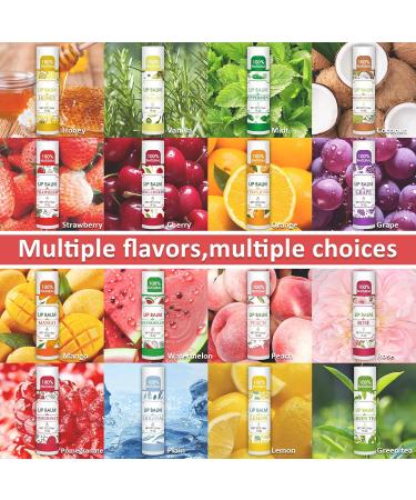 16 Pack Natural Lip Balm with Vitamin E & Coconut Oil - 100% Moisturizing Lip Balm for Dry Lips - 16 Flavors Bulk - Buy Online on GoSupps.com