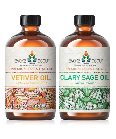 EVOKE OCCU Vetiver Essential Oil and Clary Sage Essential Oil - 4 Fl Oz