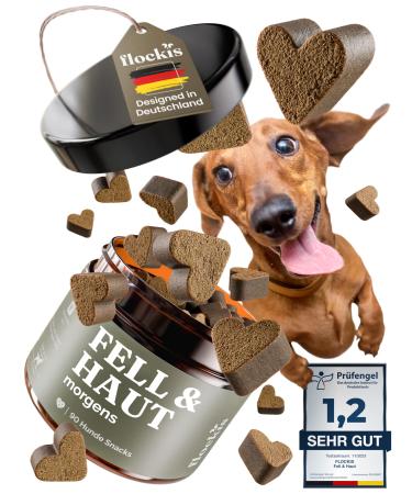Flockis - fur & skin 90 snacks in itching dog for healthy skin and shiny fur dog - algae green lip shell vitamin A zinc & zichoric root instead of salmon oil dogs. - Buy Online on GoSupps.com