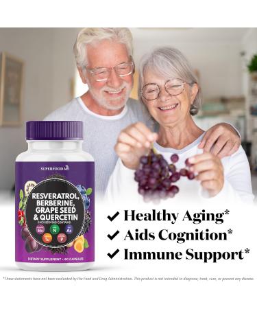 Resveratrol Berberine Grape Seed Extract Quercetin - Polyphenol Supplement with Noni Extract N-Acetyl Cysteine Acai Extract - Made in The USA - 120 Capsules 120 Capsules (Pack of 2) - Buy Online on GoSupps.com