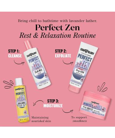 Soap & Glory Perfect Zen Exfoliating Body Scrub - Lavender & Tonka Bean Scented Polish for Smooth Skin - 250ml Relaxing Body Exfoliator - International Shipping Available - Buy Online on GoSupps.com