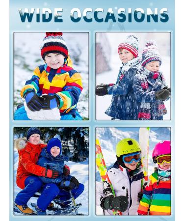 Eurzom 4 Pairs Kids Winter Ski Snow Gloves - Waterproof & Windproof - 5-8 Years - Red, Blue, Black, Navy Blue - Buy Online on GoSupps.com