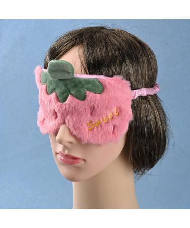 IUAQDP Plush Strawberry Sleep Mask - 2 Piece Set for Women and Girls | Cute Cartoon Fruit Eye Blindfold for Travel, Sleepover, Nap - Pink & Red - Buy Online on GoSupps.com