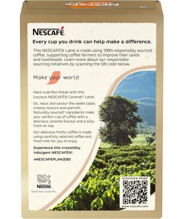 Nescafe Caramel Latte Instant Coffee 8 x 17g Sachets 100% Responsibly Sourced Coffee (Pack of 2) - Buy Online on GoSupps.com