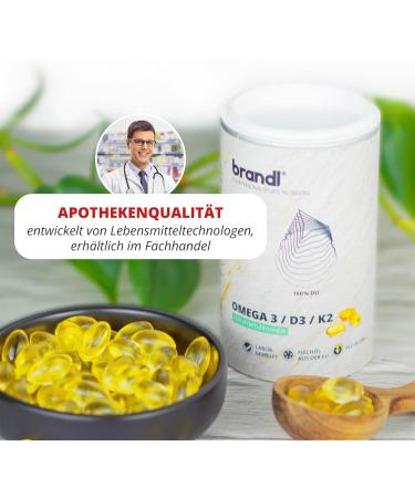 Vitamin D3 K2 Omega 3 Premium Capsules | Brandl Made in Germany | EU Fish Oil | 240 Capsules for Athletes - Buy Online on GoSupps.com