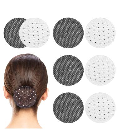 Ruicaifu 8pcs Elastic Hair Nets Shiny Invisible Hair Net Bun Cover with Rhinestones Elastic Edge Mesh Women Hair Nets for Ballet Dancer Chef Nurse Bank Officer (Black and White) - Buy Online on GoSupps.com
