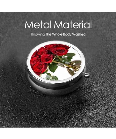 Rose Printed Mini Round Pill Box - 3 Compartment Travel Pill Organizer for Home & Office - Buy Online on GoSupps.com