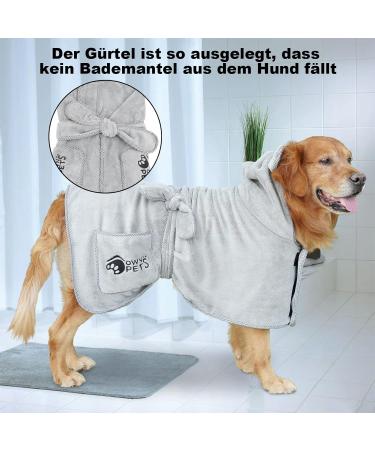 Ownpets Dog Bathing Towel | Quick-Drying Terry Coat with Velcro Fastener & Adjustable Band | Absorbent & Thick | Large Gray - Buy Online on GoSupps.com