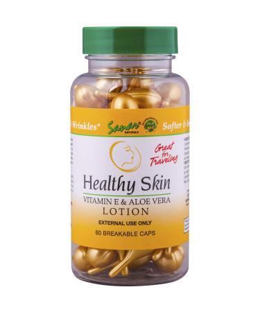 Sanar Naturals Healthy Skin Vitamin E Lotion with Aloe Vera Gel 60 ct - Face Serum Capsules - Reduce Wrinkles  Dark Spots - Rapid Skin Repair Moisturizer for Smooth Skin 60 Count (Pack of 1)