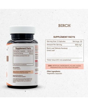 Secrets of the Tribe Birch 60 Capsules, 800 mg, Birch (Betula Pendula) Dried Leaf (60 Capsules) 60 Count (Pack of 1) - Buy Online on GoSupps.com